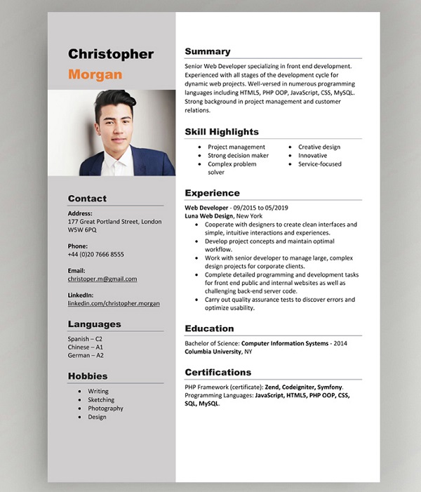 Thông tin cá nhân để cập ở bảng giới thiệu bản thân trong CV cần rõ ràng, ngắn gọn, đủ ý